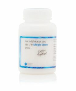 Shows magic fake snow from scientist factory in its bottle
