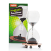 Shows the magnetic sand timer next to its packaging